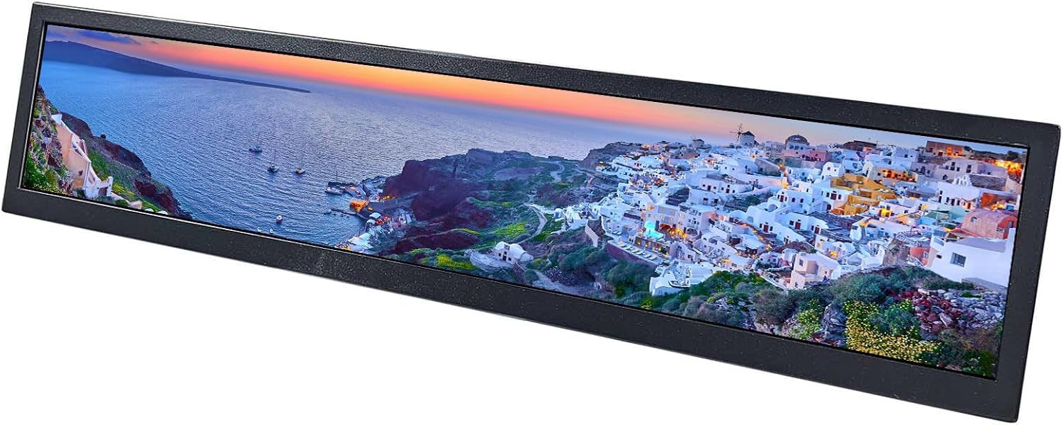 VSDISPLAY 19 Inch IPS Stretched Bar LCD Display 1920x360 Autoplay Monitor for Advertising Extra Display Gaming Cabinet Topper Monitor with USB Ports