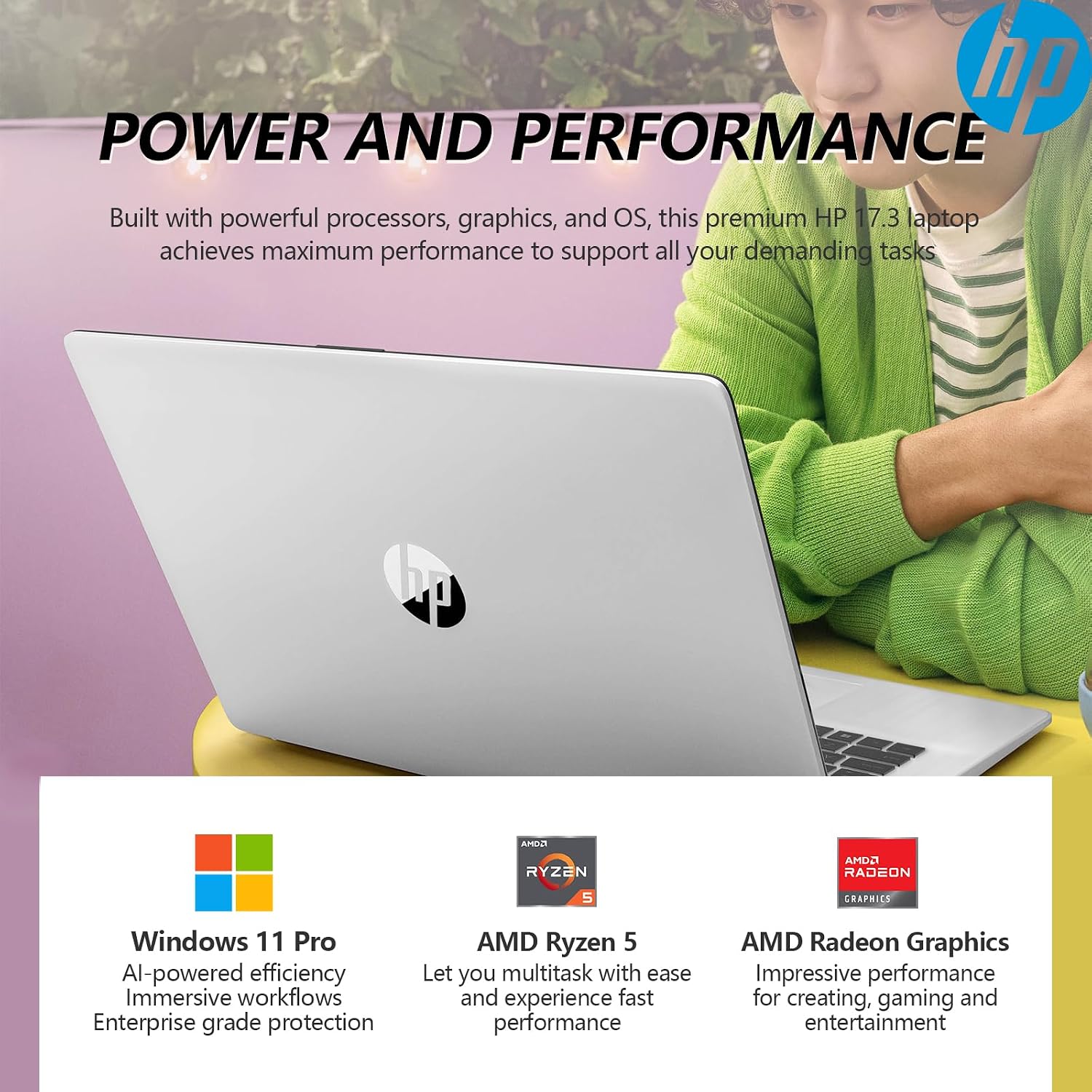 HP 17.3' Touchscreen Laptop PC Computer, 17 Inch HD+ Touch Screen Business Laptop Notebook, Windows 11 Pro, AMD Ryzen 5, 64GB RAM 2TB SSD, 10-Key Number Pad