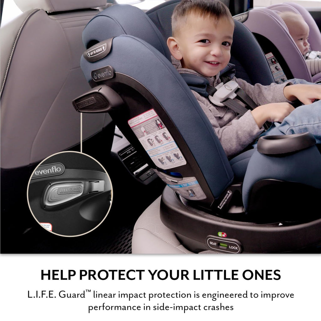 Evenflo Revolve360 Extend All-in-One Rotating Car Seat with Green & Gentle Fabric (Quartz)