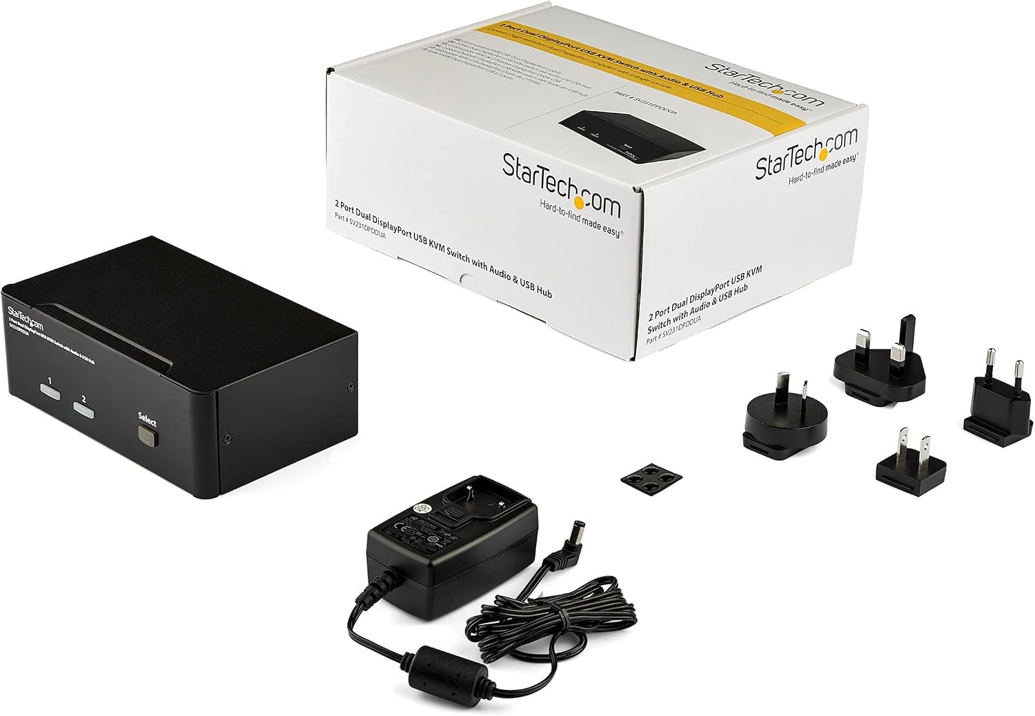 StarTech.com Dual Monitor DisplayPort KVM Switch - 2 Port - USB 2.0 Hub - Audio and Microphone - DP KVM Switch , TAA (SV231DPDDUA)
