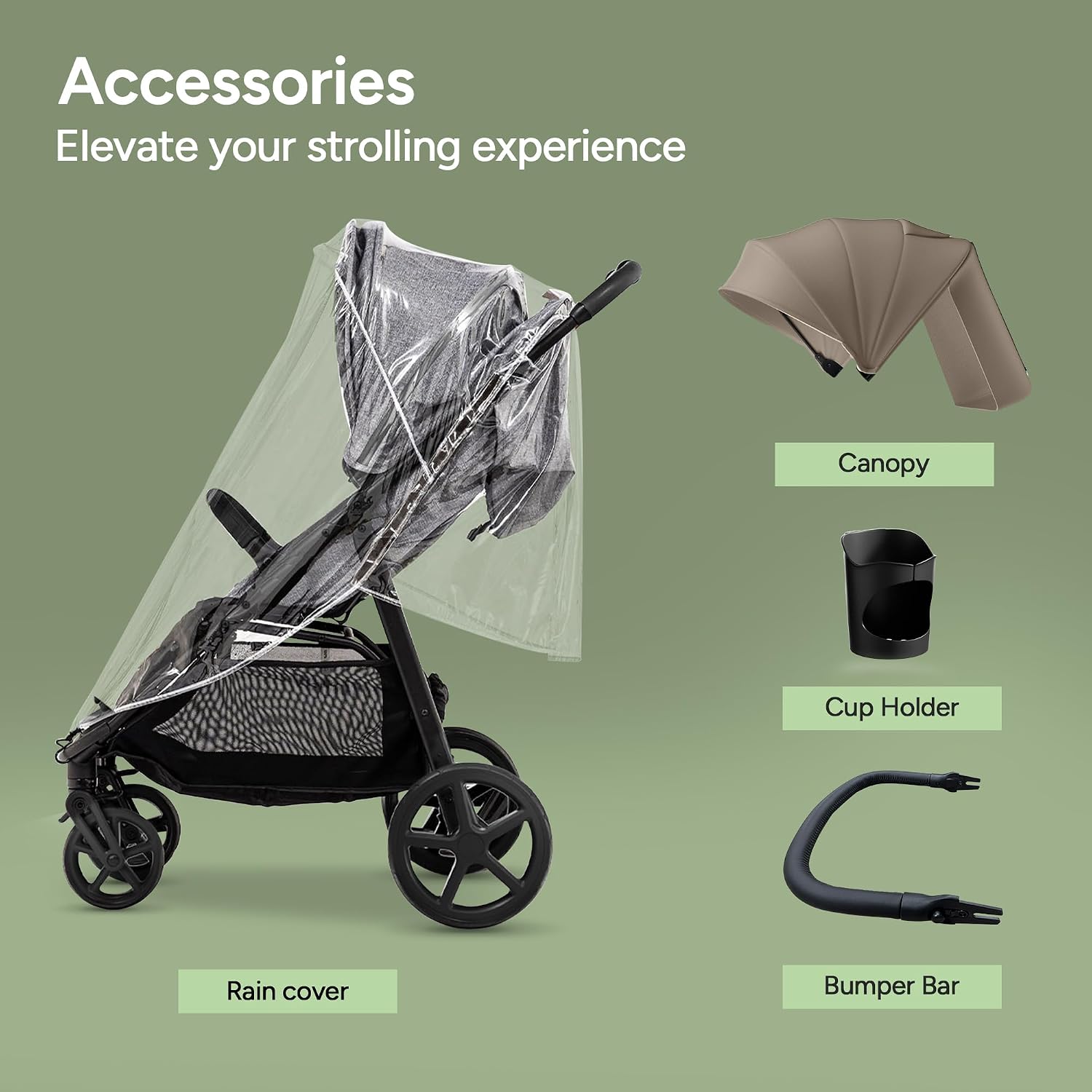 Mompush Nova Infant Baby Stroller for Newborn to Toddler, Oversized Seat up to 50 lbs, All-Terrain 10' Wheels & Suspension, One-Hand Fold; Lie-Flat Mode; UPF 50+ Canopy