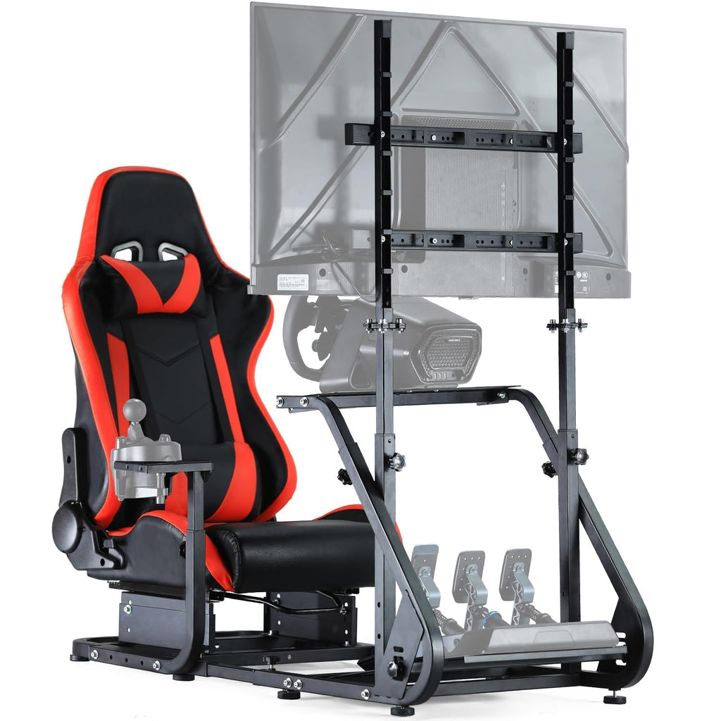 Dardoo G923 Racing Simulator Cockpit with Monitor Frame Fit for Logitech G29 G920, for Thrustmaster T80 T150, for Fanatec, Gaming Wheel Stand with Seat,Not Included Shifter,Wheel,Pedals and Display