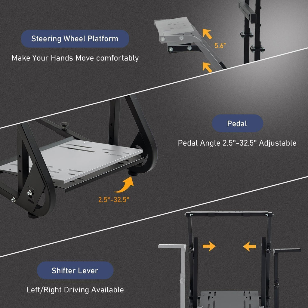 Dardoo G923 Racing Simulator Cockpit with Monitor Frame Fit for Logitech G29 G920, for Thrustmaster T80 T150, for Fanatec, Gaming Wheel Stand with Seat,Not Included Shifter,Wheel,Pedals and Display