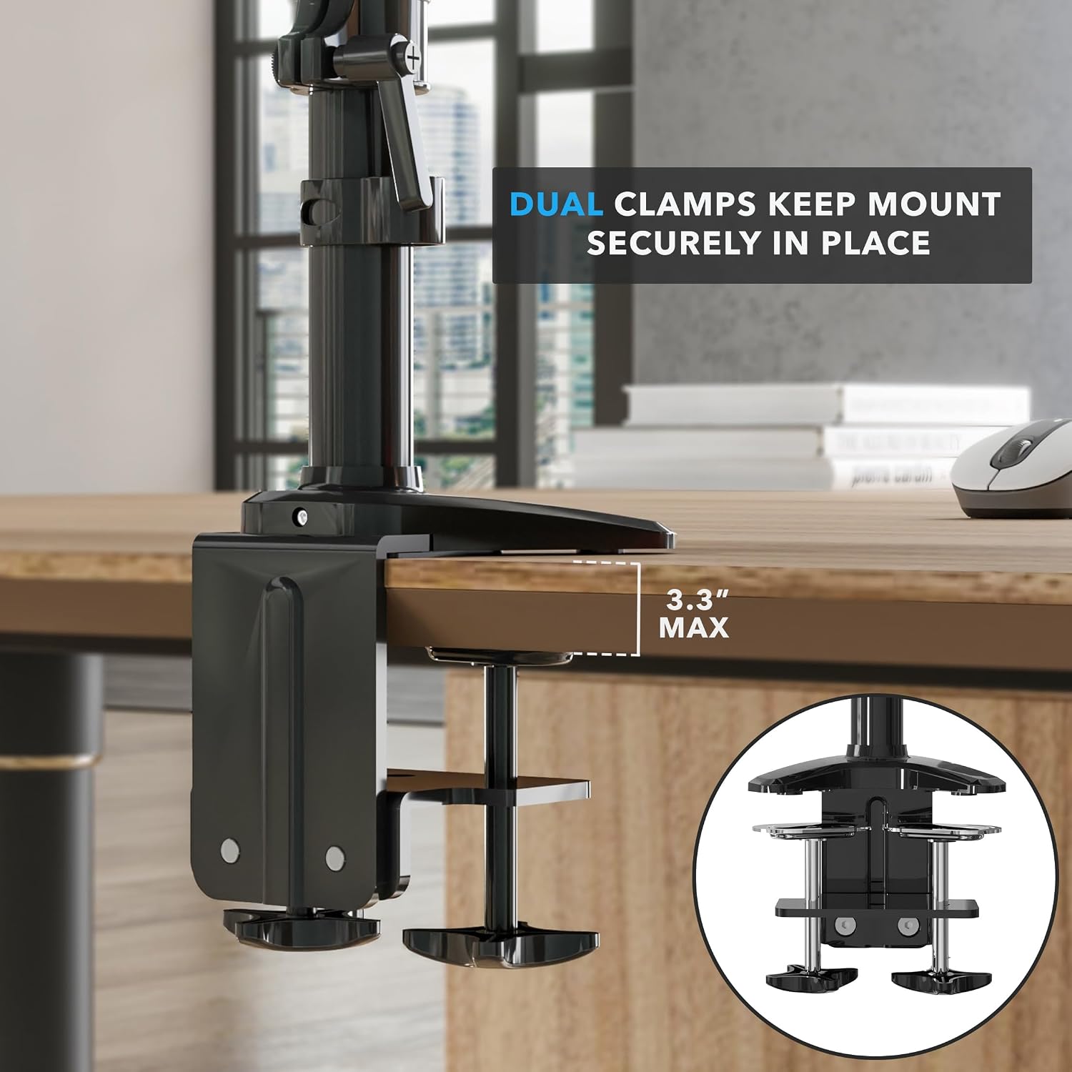 Mount-It! Triple Monitor Mount Desk Stand, 3 Monitor Desk Mount with Gas Spring Arms, Fits 13–32 Inch Screens up to 17.6 lbs per Arm, VESA 75x75 & 100x100, Clamp-On Installation, Black