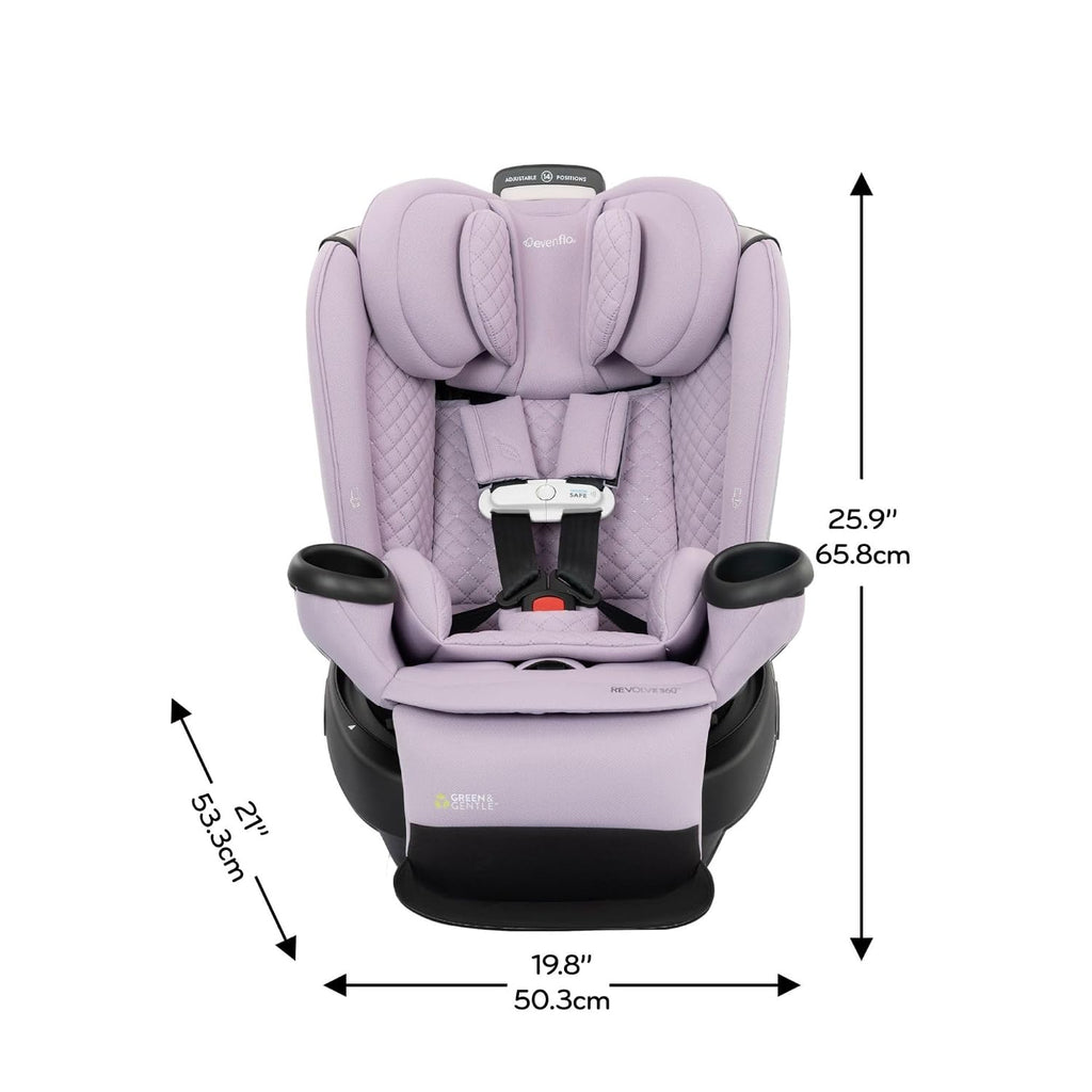 Evenflo Revolve360 Extend All-in-One Rotating Car Seat with Green & Gentle Fabric (Agate)