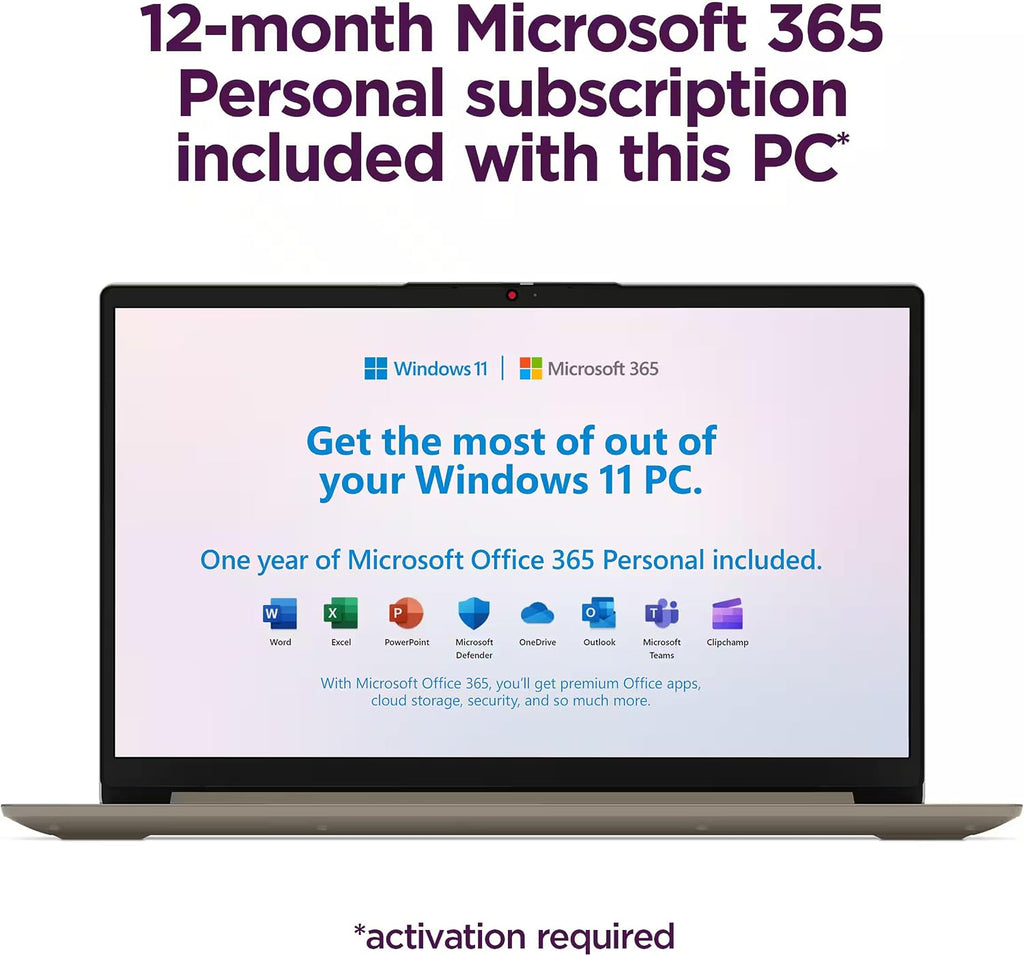 Lenovo IdeaPad Laptop for Business Student 2025, 15.6' Display, 8GB RAM + 884GB Storage (256GB SSD +128GB eMMC +500GB Ext), Dual Intel Core Processor, WiFi 6, HubxcelAccessory, Office 365 1 Yr, Win 11