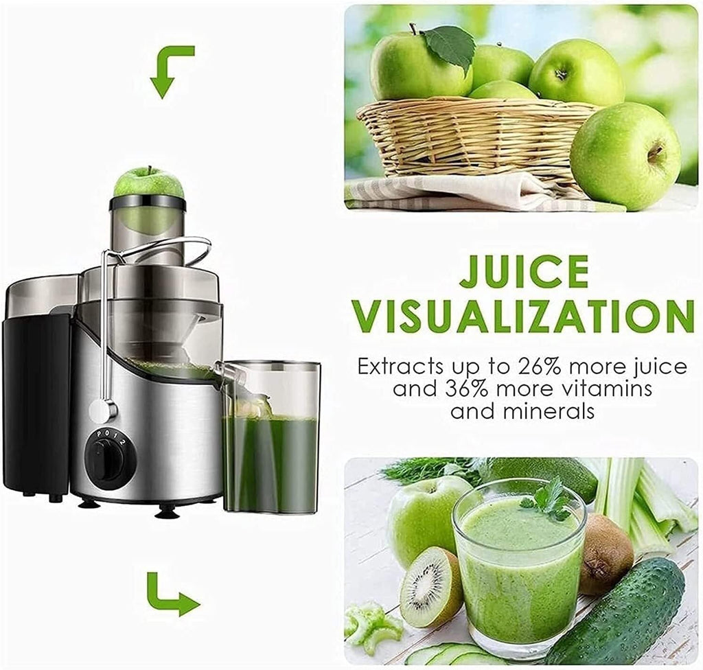 400W Juicer Extractor with Wide Mouth 3' Feed Chute for Fruit Vegetable, Easy to Clean, Stainless Steel