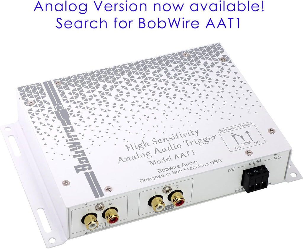 Digital Audio Trigger Device with 12V Outputs - BobWire DAT1 Ads a 12 Volt Trigger Output to TVs, Streamers & DACs, auto Power on amplifiers or TV Lifts. Compatible with Sonos Connect & Echo Link.