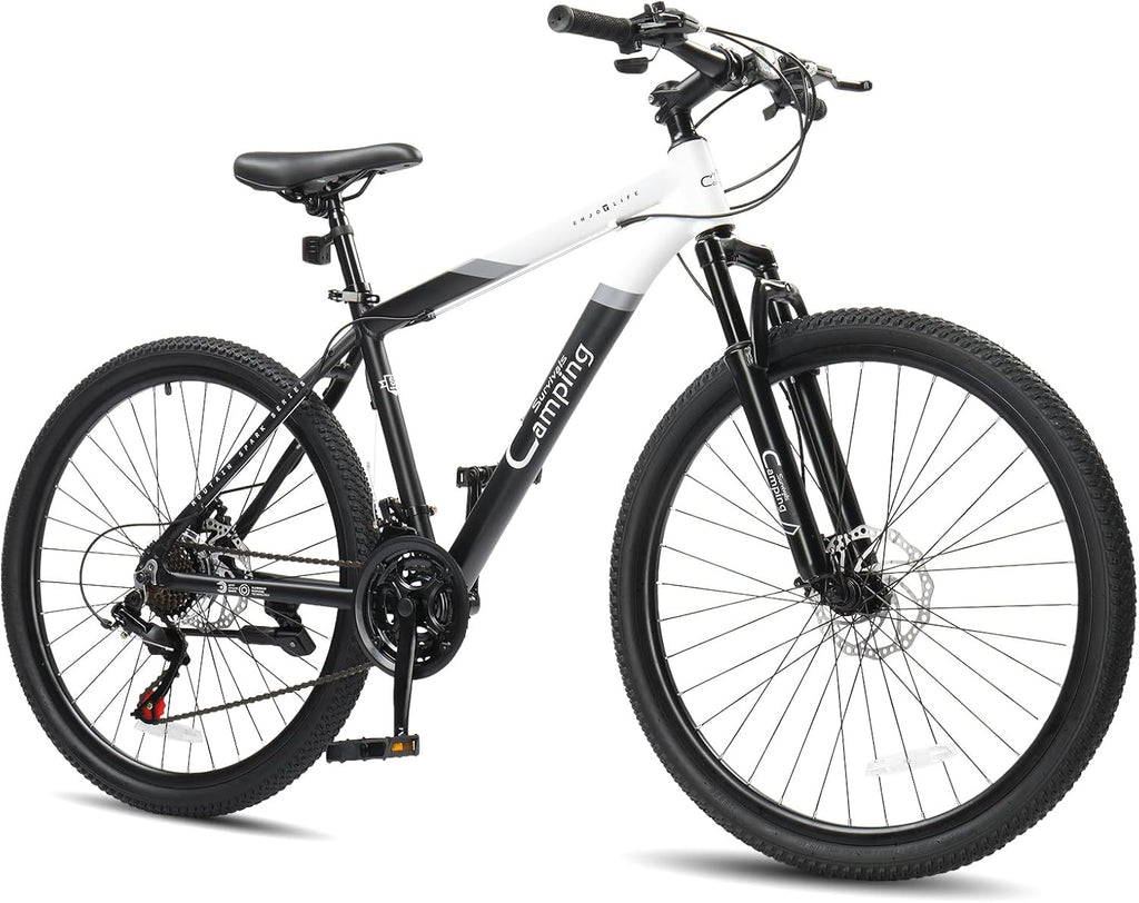 CamPingSurvivals 26/27.5' Mountain Bike 21 Speed Men's Mountain Bike with Lightweight Aluminum Frame, Powerful Dual Disc Brake, Precision 21 Speed Shifting, Men's Bicycle for Commuter & Travel