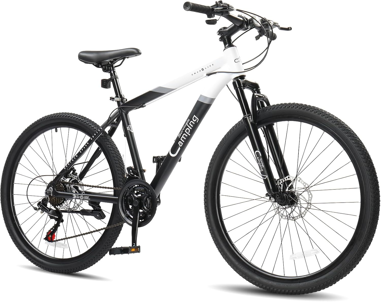 CamPingSurvivals 26/27.5' Mountain Bike 21 Speed Men's Mountain Bike with Lightweight Aluminum Frame, Powerful Dual Disc Brake, Precision 21 Speed Shifting, Men's Bicycle for Commuter & Travel
