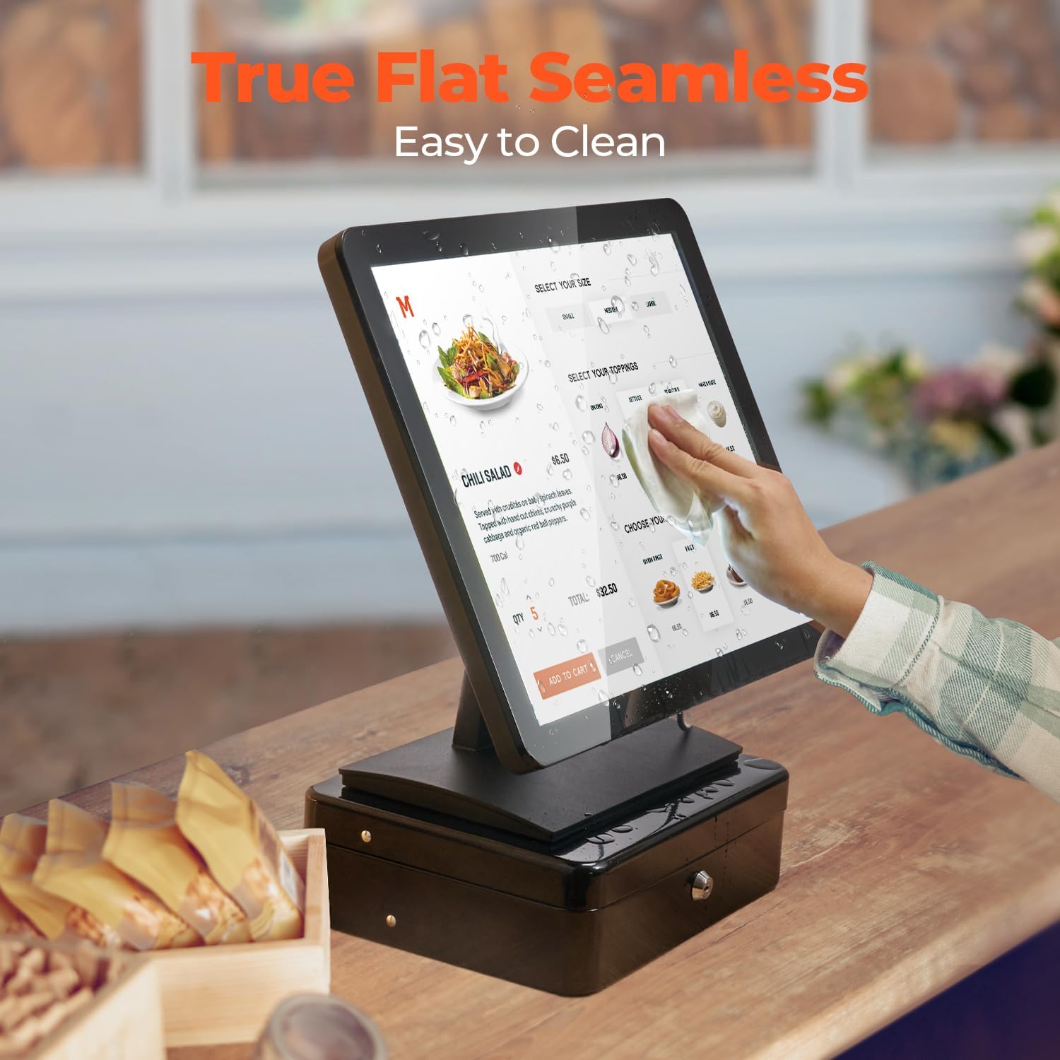 MUNBYN 19-inch POS-Touchscreen-Monitor, LED Backlit Multi-Touch-Screen-Monitor, HDMI/VGA Capacitive Display, True Flat Seamless Design for Retail, Restaurant, Bar, Gym, 2Y Protection