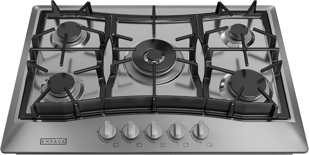 Empava 30 in. Gas Stove Cooktop with 5 3rd Gen Italy Sabaf Sealed Burners in Stainless Steel, 30 Inch