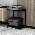 Audio Rack 2/3 Tier Stereo Rack Audio Equipment Rack Audio Stereo Shelf Wooden Open Audio-Video Shelving with 360° Swivel Wheels(Nero,61cm)