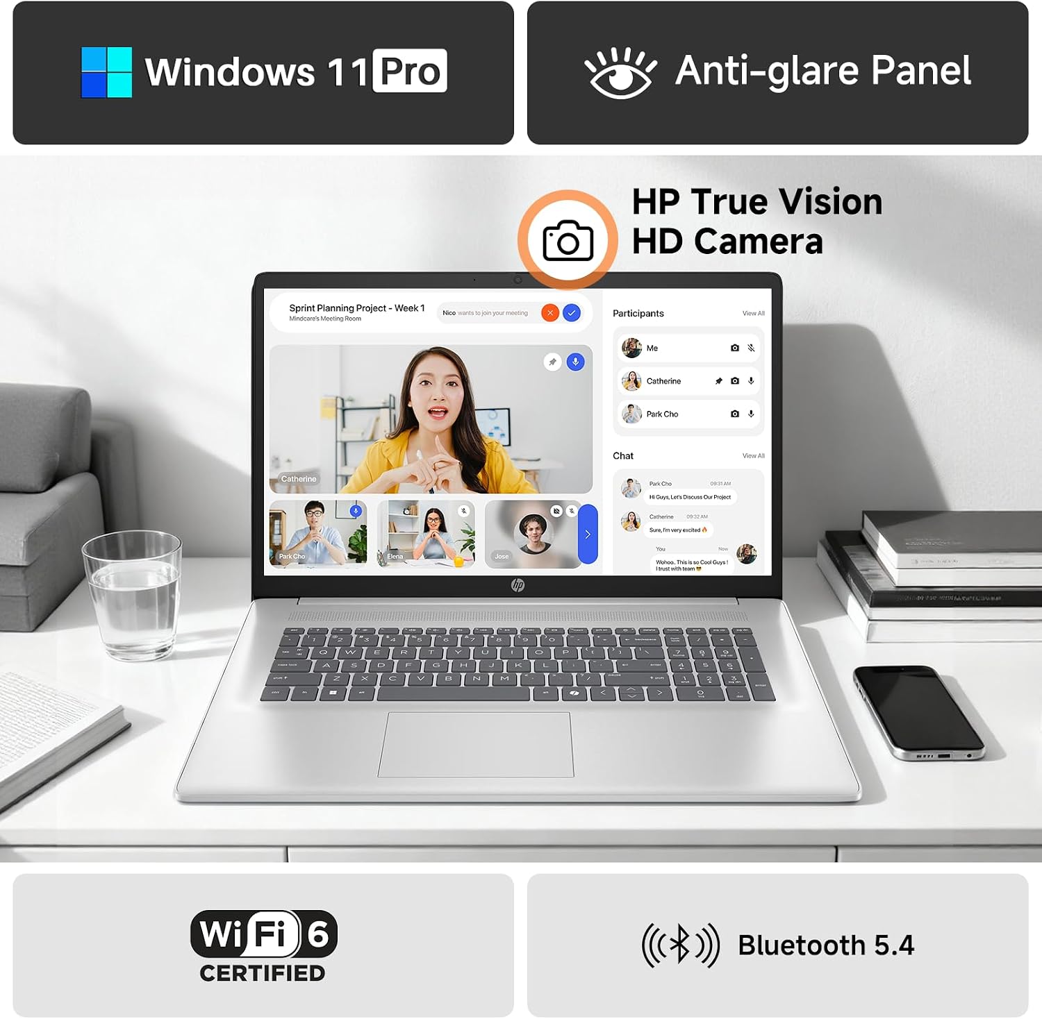 HP 2025 17 inch Laptop, Intel 8-Core i3-N305, 17.3' HD+ Anti-Glare Display, 32GB RAM, 1TB SSD, Windows 11 Pro, Copilot AI, Numeric Keypad, Wi-Fi 6, HDMI, for Business Student, w/Accessories
