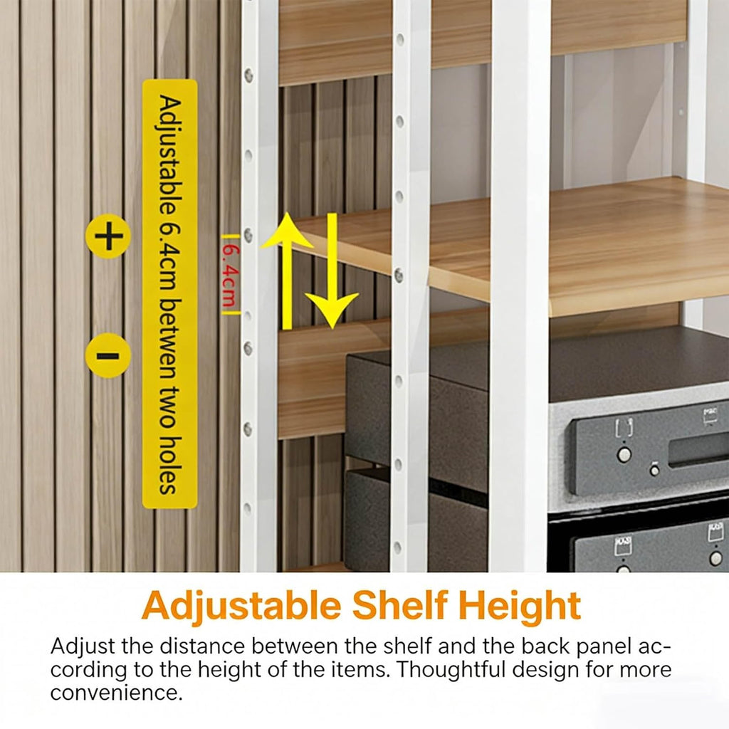 Adjustable Shelf Amplifier Stand Multi Layer Reinforced Steel Frame Audio Video Storage Organizer Living Room Sound Equipment Cabinet(White,40x50x89cm)