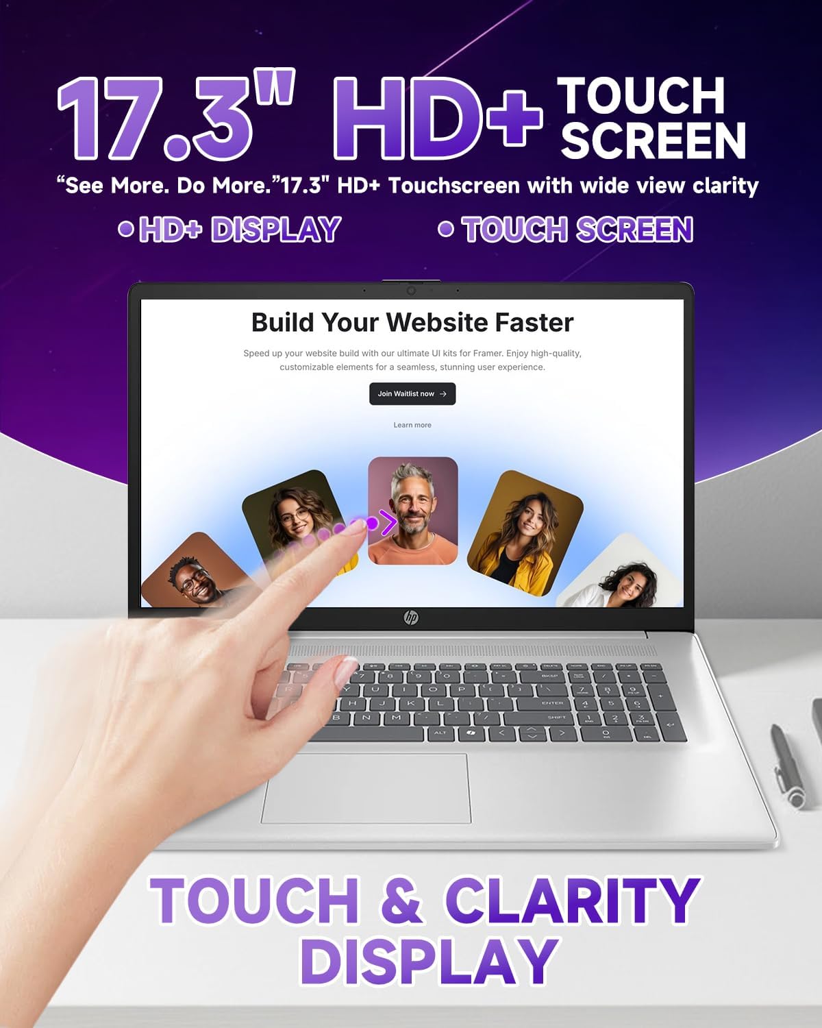 HP 17-inch Touchscreen Business Laptop - AMD Ryzen 5 7430U(4.3GHz Max) · HD+ Display · AI Copilot Key · Fast Charge · Privacy Camera · Wi-Fi 6 · Win 11 Pro · Redragon Bundle (64GB RAM | 4TB SSD)