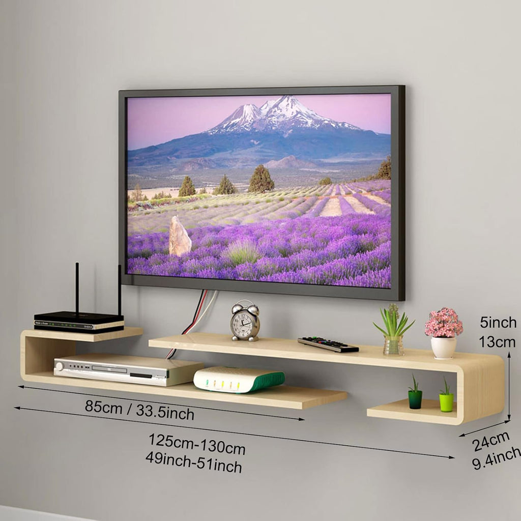 Wall Shelf Wall mounted TV Cabinet Floating Shelf TV Console Audio-visual Equipment Shelves Set-top box WiFi Router CD DVD Media Storage Shelf Bedroom Living room Office TV Bracket Wooden Shelf