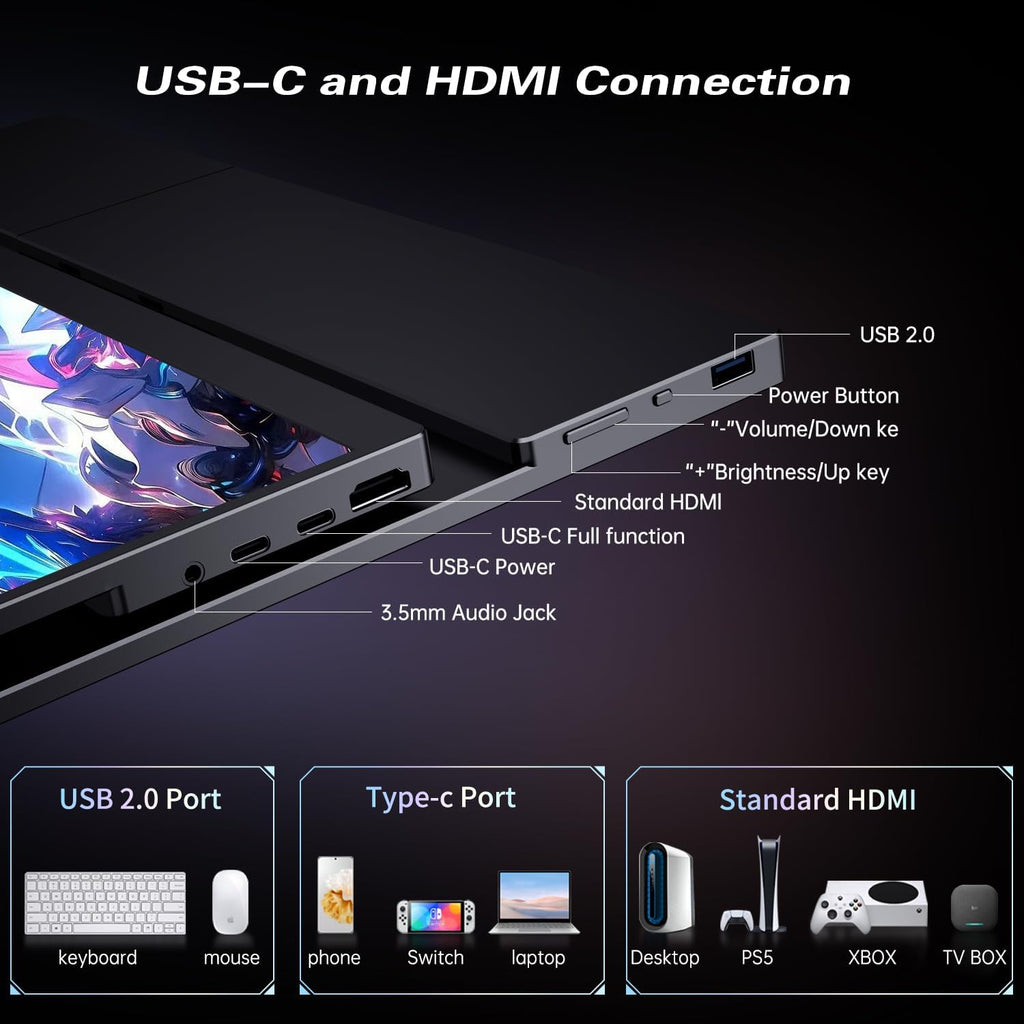 Portable Monitor 2K 120Hz, 17.3'' QHD 2560x1440P 100% DCI-P3, Ultra Slim Travel Gaming Monitor with Kickstand, USB-C HDMI HDR External Screen for Laptop PC Mac Xbox Switch PS5/4
