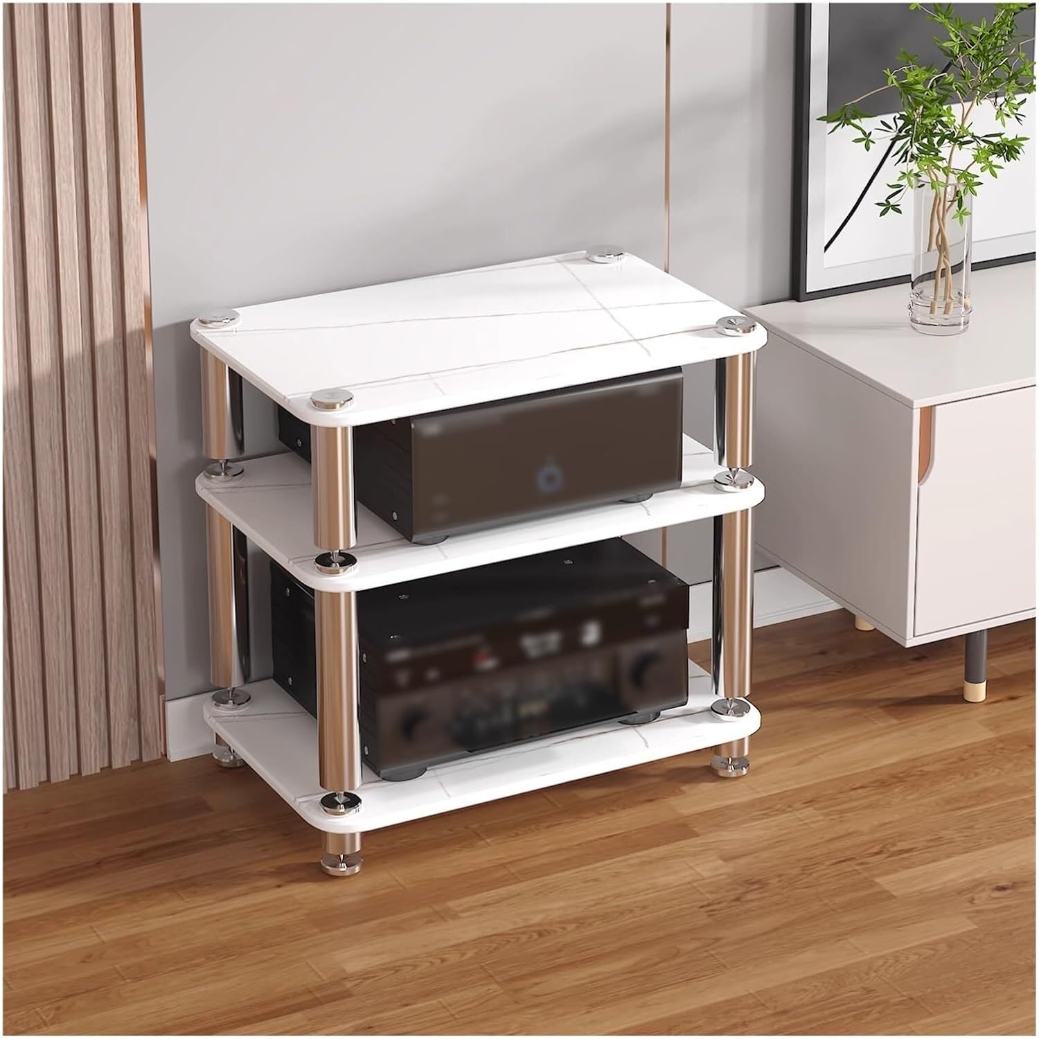 4 Tier Heavy Duty Audio Video Equipment Rack, Stereo Receiver Storage Unit for Home Office