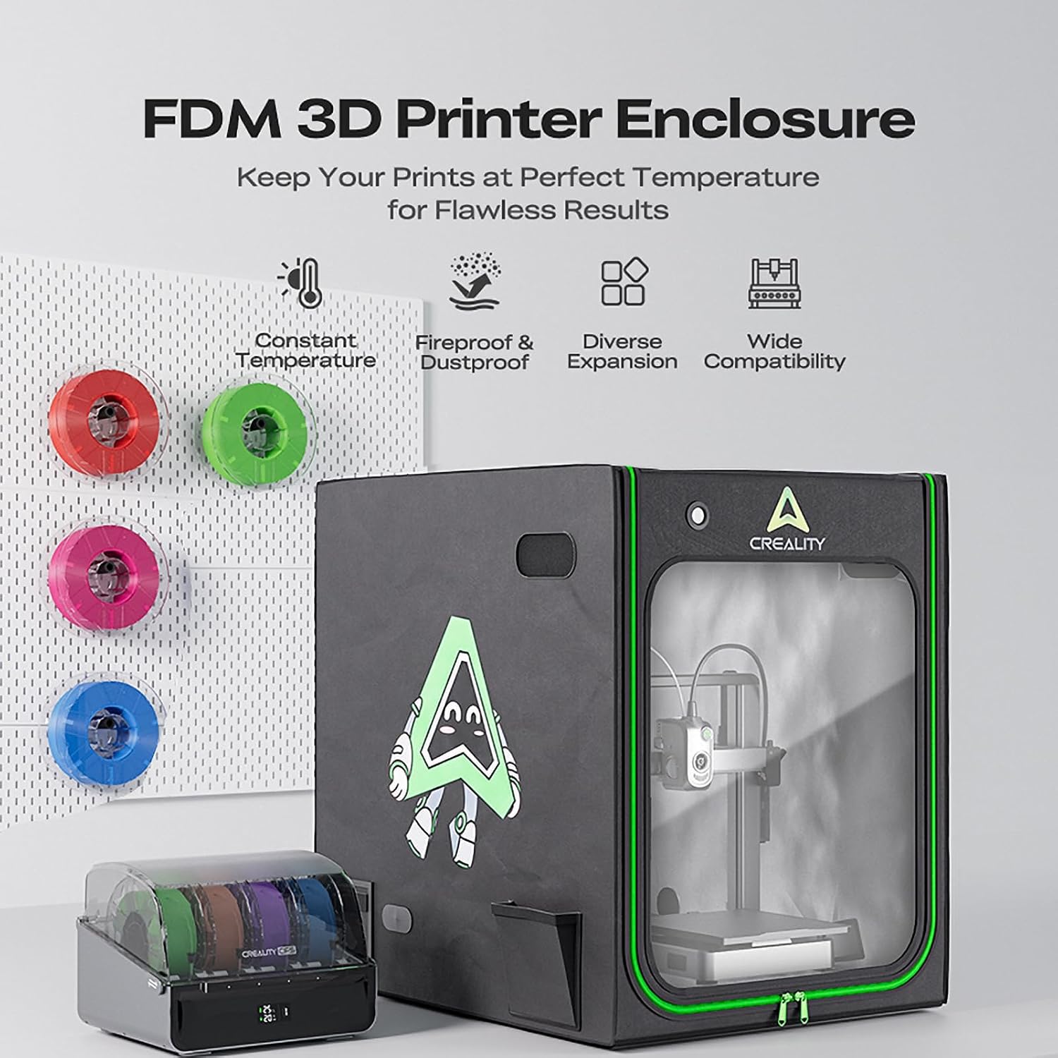 Creality Official 3D Printer Enclosuer L (700 * 750 * 900mm), Constant Temperature with LED Light & Accessory Expansion, Thermal & Dustproof Cover for CR-10 Smart Pro &Smaller Sized 3D Printers