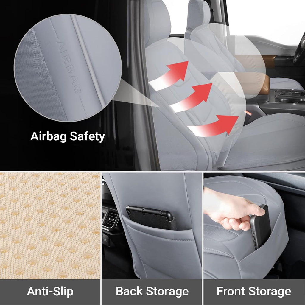 Coverland Custom Car Seat Covers Compatible with 2004-2008 Toyota Solara Convertible - Premium Leather Non-Slip Memory Foam Waterproof Seat Cover Custom fit Interior Protector [Front-Gray]
