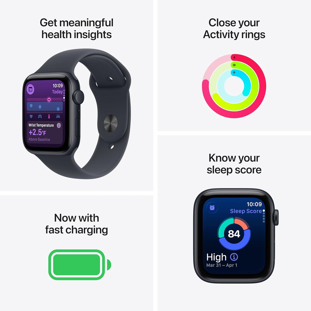 Apple Watch SE 3 [GPS 40mm] Smartwatch with Midnight Aluminum Case with Midnight Sport Band - S/M. Fitness and Sleep Trackers, Heart Rate Monitor, Always-On Display, Water Resistant