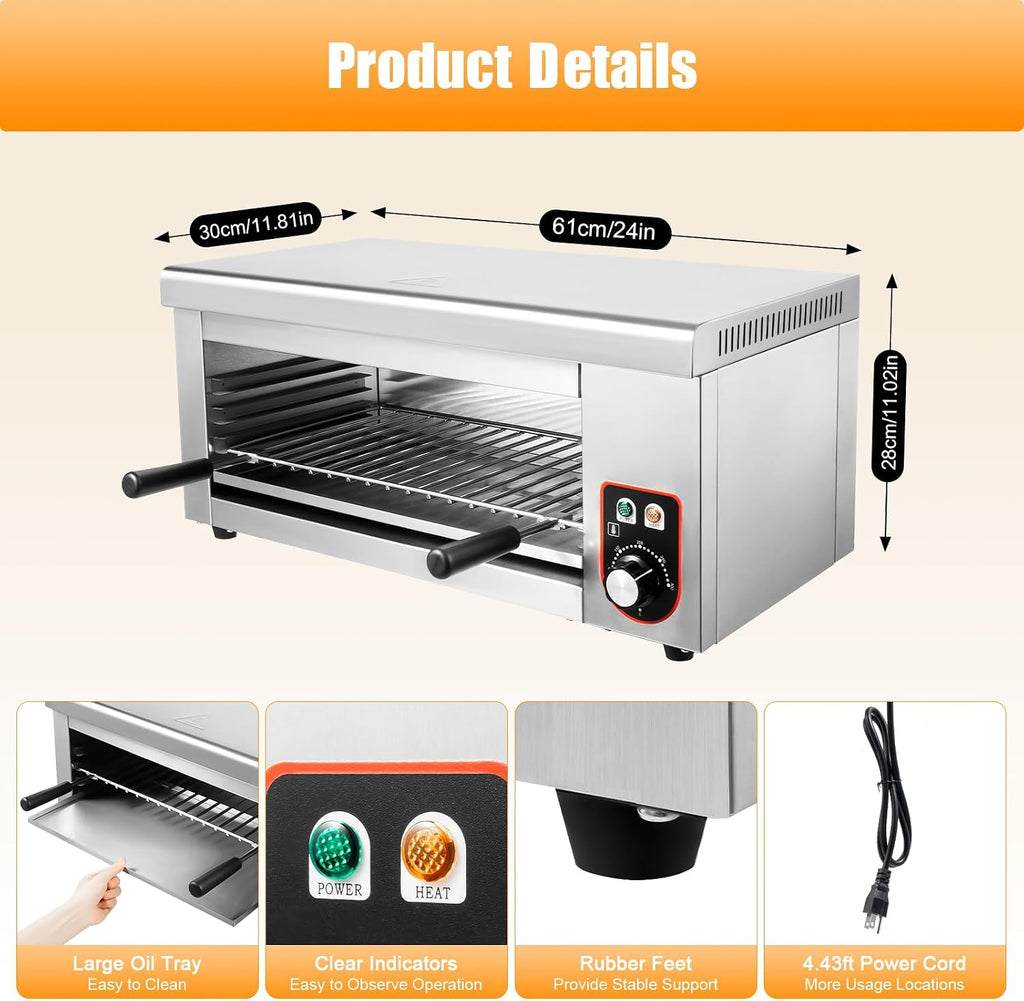 Electric Cheese Melter Cheesemelter Grill Air Fryer Toaster Oven Countertop Convection Oven Electric Indoor Grill 120-570°F Commercial Cheese Melter Raclette Grill Cheesemelter Broiler