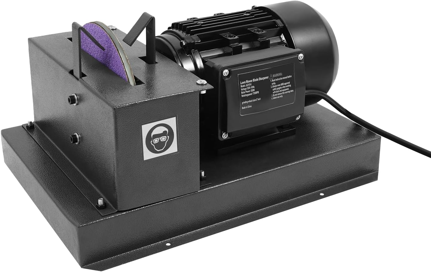 500W Lawn Mower Blade Sharpener 1700 RPM Fast Grind Lawnmower Blade Grinder with 7' Disc Grinding Wheel Powerful Bench Grinder Sharpening Machine for High/Low Lift Blades, Gator Blades, Flat Blades