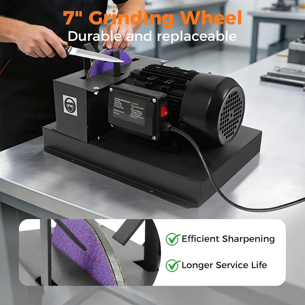 Lawn Mower Blade Sharpener, 3HP 500W Bench Grinder with 2 Sandpapers 2 Brackets, 1700 RPM Powerful Bench Mower Sharpening Machine for High/Low Lift Blades, Gator Blades