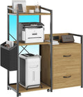 Tall Printer Stand with Storage Shelf and Bag,Filing cabinet,Lateral Office Filing Cabinets with Power Outlets & USB Charging Port, Shredder Stand w/Wheels,Suitable for 3D Shredder Scanner Fax