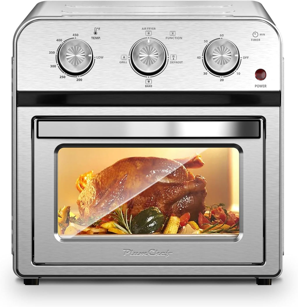 Family Size Air Fryer Toaster Oven Combo,13QT,360° Hot Air Circulation for Healthy Oil-Free Cooking, Multifunctional Convection Contertop Oven, Adjustable Time & Temp Control, Stainless Steel