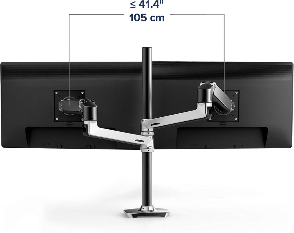 Ergotron – LX Vertical Stacking Dual Monitor Arm, VESA Desk Mount – for 2 Monitors Up to 40 Inches, 7 to 22 lbs Each – Tall Pole, Polished Aluminum