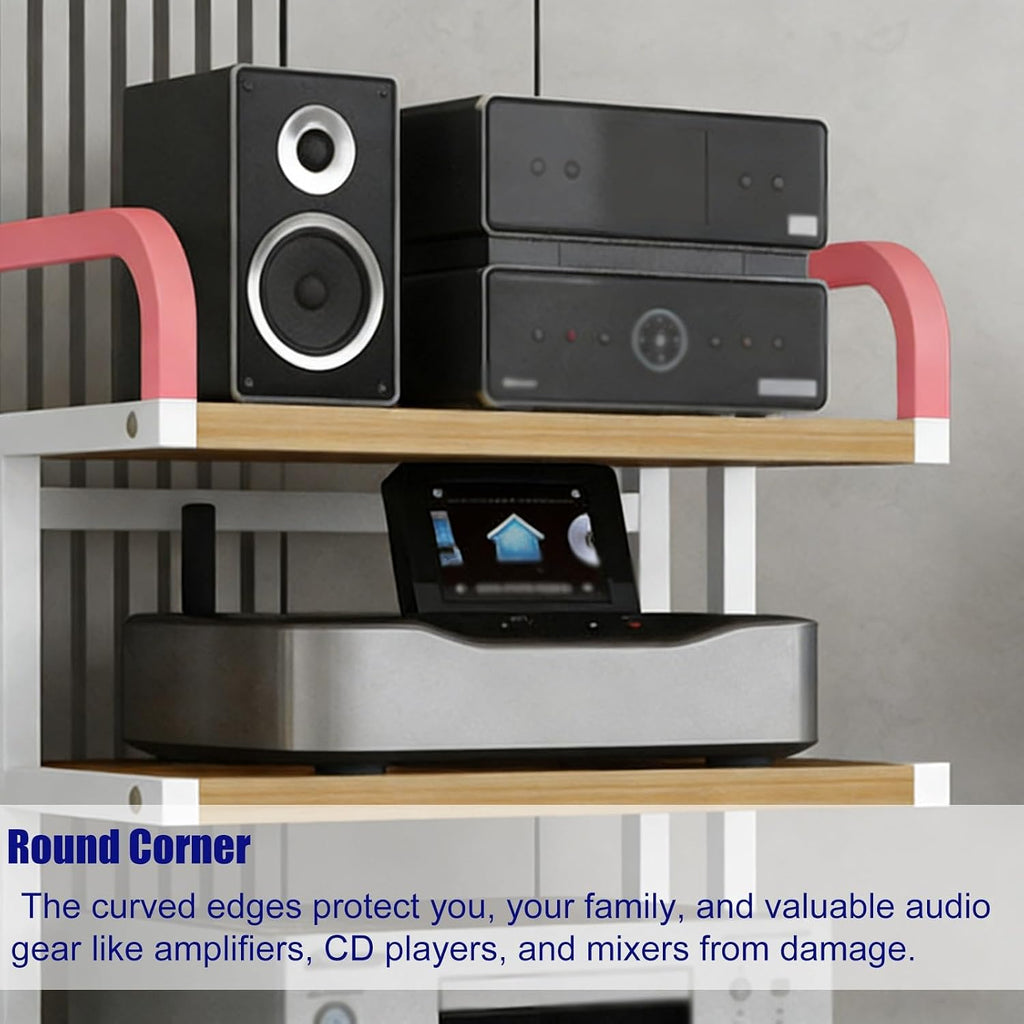 YLLFFLL 3-Tier Audio Component Rack Tower Media Stereo Stand Equipment Shelf on Wheels, Hi Fi Stands and Cabinets for Gaming Room, Open Storage Racks(#1)
