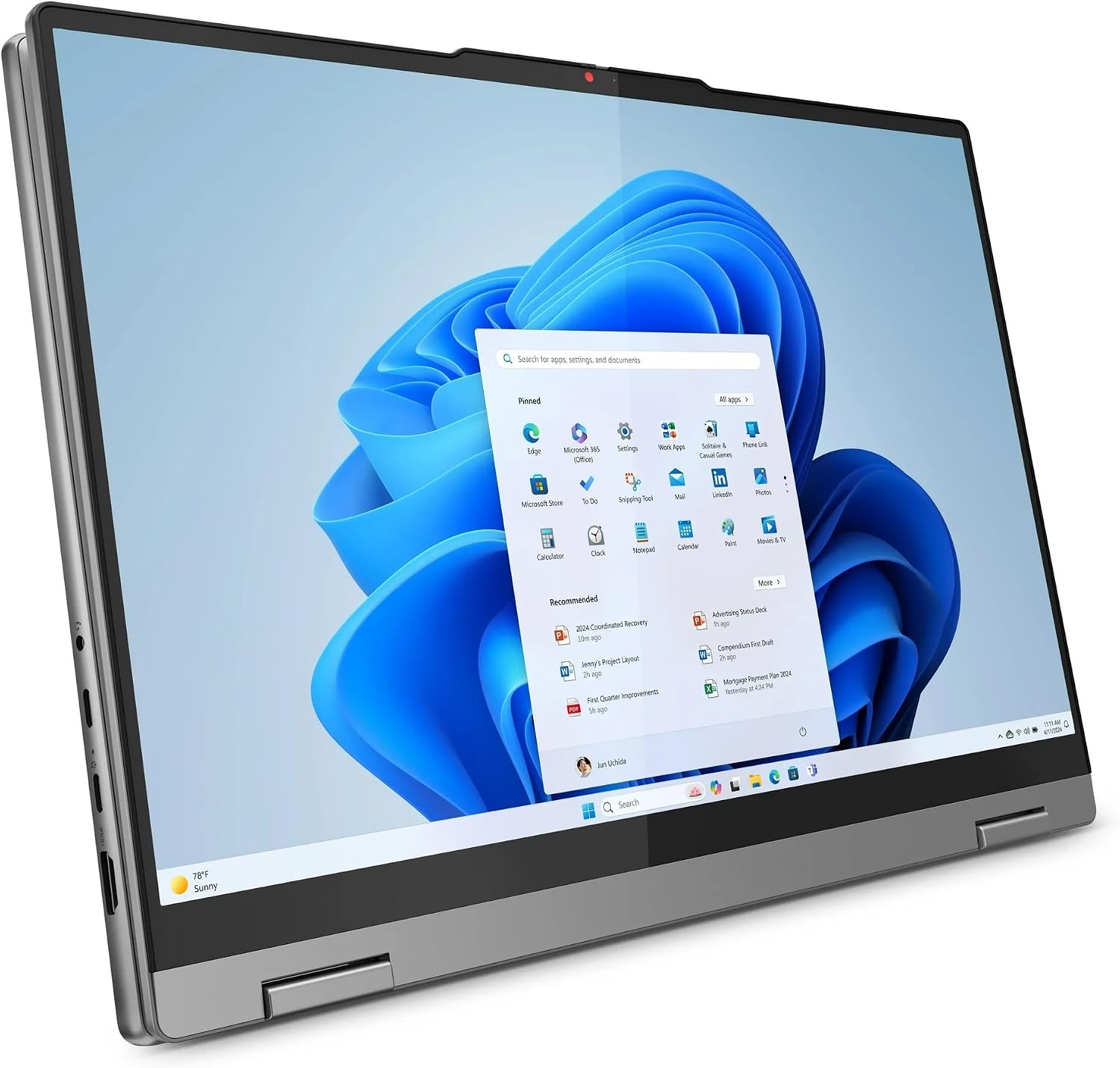 Lenovo IdeaPad 5 2-in-1 Laptop, 16' WUXGA Touchscreen, AMD Ryzen 7 8845HS, 16GB RAM, 2TB SSD, AMD Radeon Graphics, Backlit KB, Wi-Fi6, FP Reader, Win11, Luna Grey, w/2TB USB Drive, W/GaLiMu