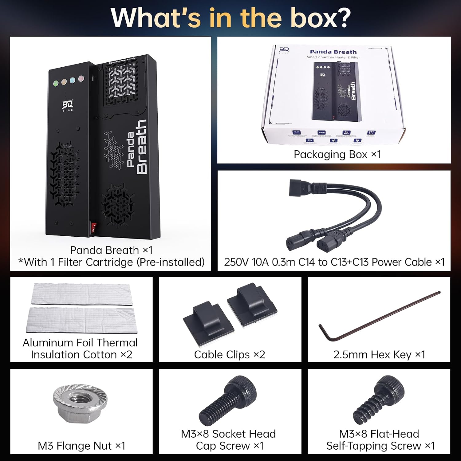 BIQU Panda Breath Smart Chamber Heater & Air Filter & Filament Drying for Bambu-Lab P1P, P1S, X1C, A1, Snapmaker U1, Voron, Trident, VZBot 3D Printers