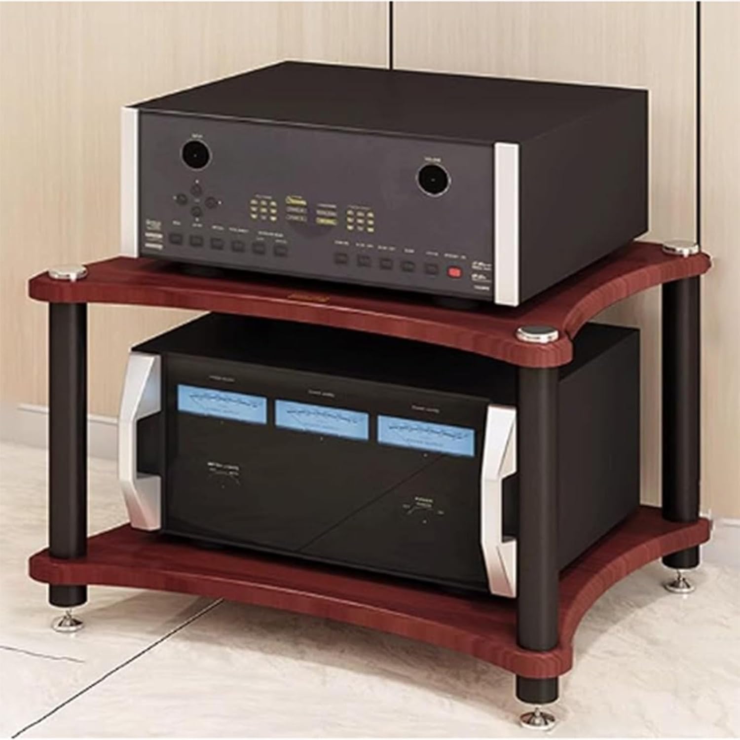 1/2/3/4 Tier Hifi Stand, AV Media Stand, Audio Storage Rack, Audio Rack Stand, Stackable Equipment Rack, Audio Rack Tower Heavy Duty for Audio Equipment, AV Component Media Stand for Home Office