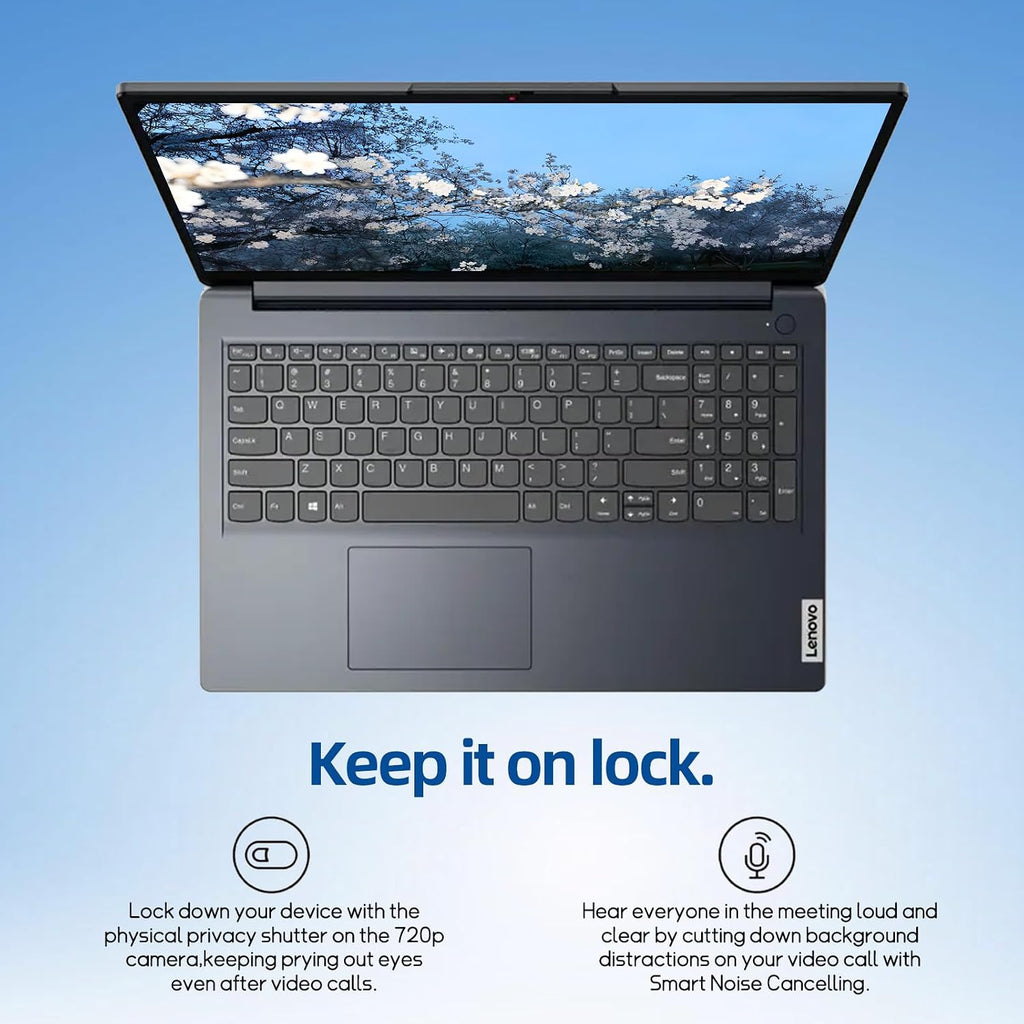 Lenovo IdeaPad Laptop, 15.6' HD LED Display, Intel Celeron Dual Core Processor, 12GB RAM, 640GB Storage(128GB eMMC + 512GB PCIe), 1 Year Office 365, Wi-Fi 6, Win11 Pro, Privacy Camera, Abyss Blue