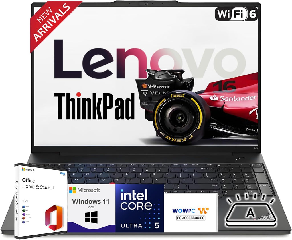 Lenovo Newly Released 16' Thinkpad Touchscreen Laptop(2025/2026 Edition) with Microsoft Office, Intel Core Ultra 5 125U, 64GB RAM, 1TB SSD, Backlit Keyboard, Fingerprint Reader, Windows 11 Pro-WOWPC