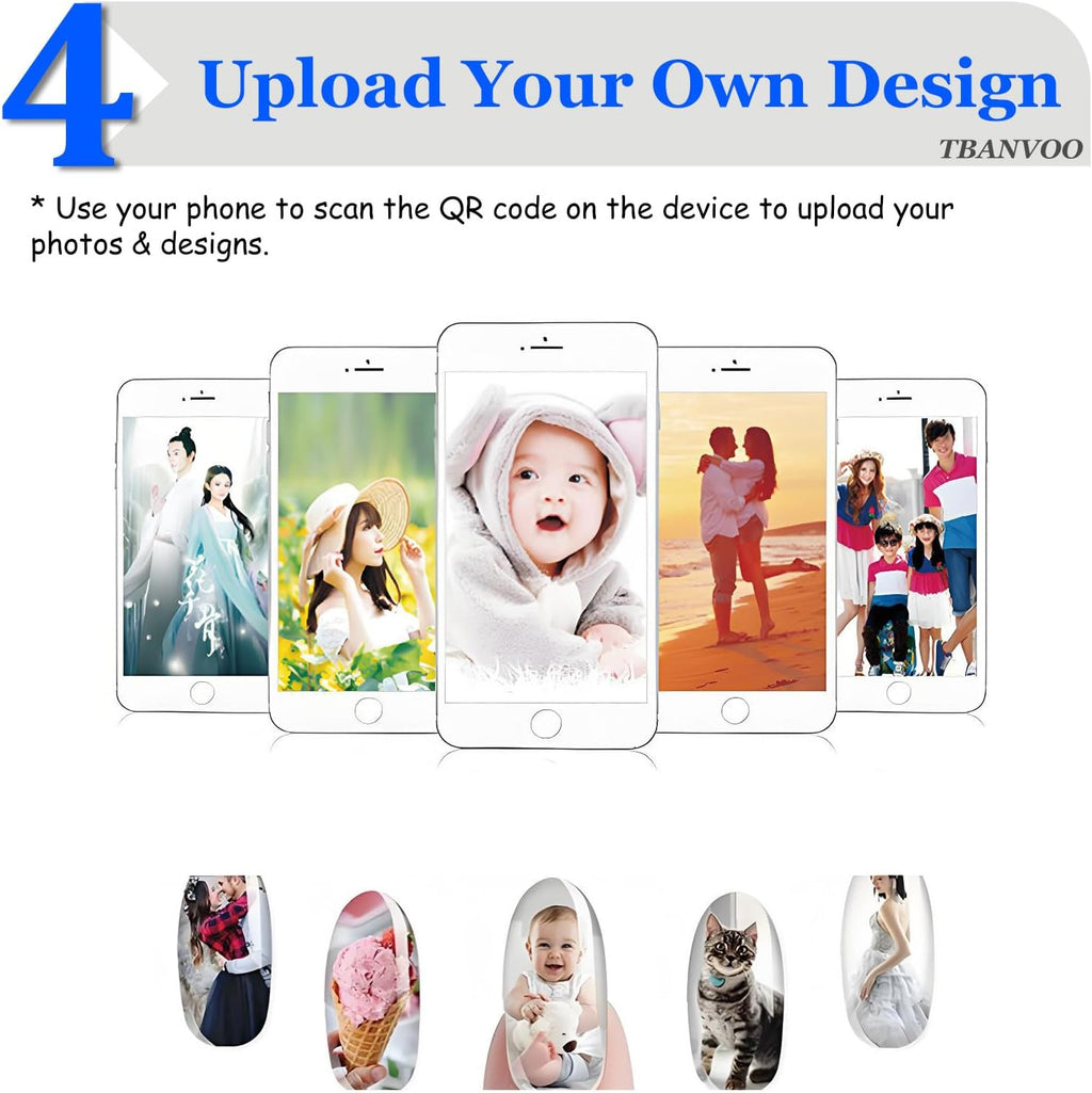 Nail Printer Nail Art Machine, Portable 3D Nail Painting Machine, DIY Nail Printer Control for Commercial Usage Nail Salon for Cute Girls Women