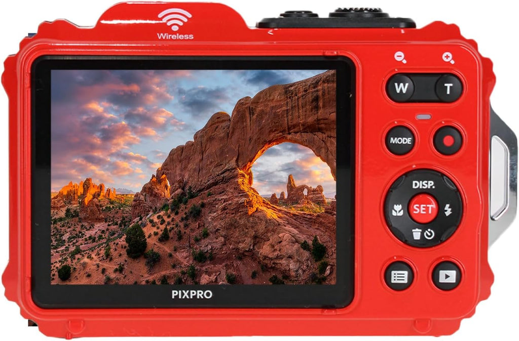 KODAK PIXPRO WPZ2 Rugged Waterproof Shockproof Dustproof WiFi Digital Vlogging Camera 16MP (Red) Bundle with 64GB Memory Card + Vlogger Tripod + Bag + Cleaning Kit + More Accessories