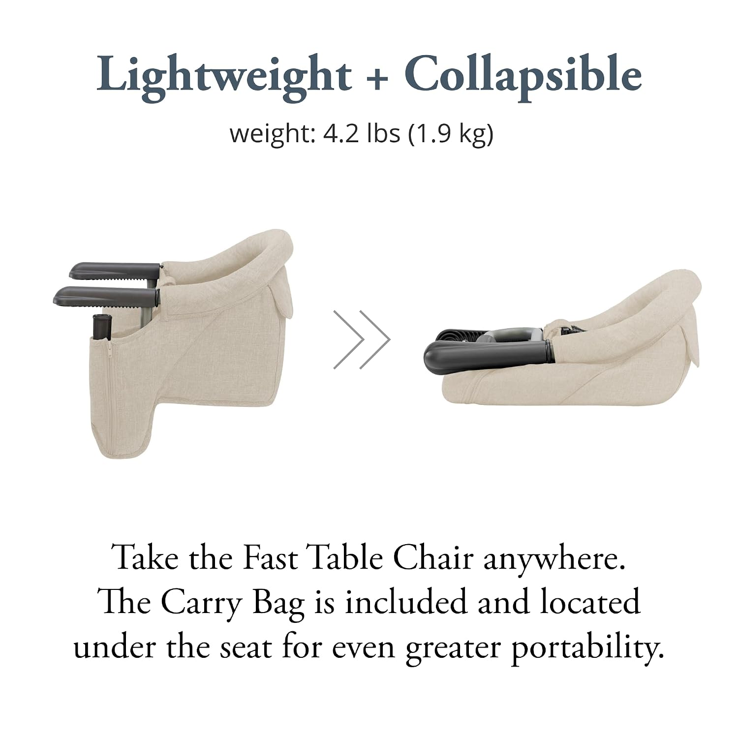 Inglesina Fast Table Chair - Desert Beige + Fast Dining Tray - Portable Baby High Chair for Babies & Toddlers up to 37 lbs - Fits Tables 0.8''-3.5'' Thick - Compact, Easy to Use - Travel Bag Included