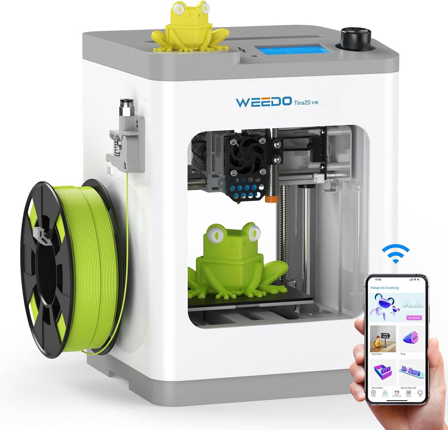 TINA2S 3D Printer with WiFi Printing, WEEDO Mini 3D Printers for Kids and Beginners, Auto Leveling and Fully Assembled FDM 3D Printer, Open Source DIY 3D Printer for Home Classroom and Office