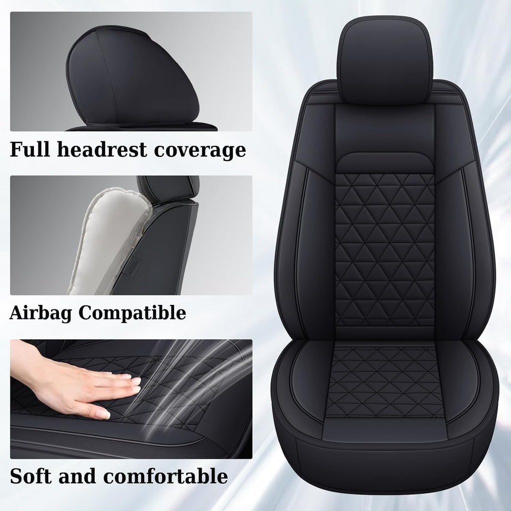 Coverado Ram Seat Covers Full Set, Waterproof Ram 1500 Seat Cover Compatible with 2002-2026 Dodge RAM 1500 2500 3500 Crew Quad Cab with Curved Bench, Black