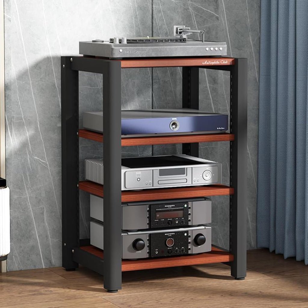 Audio Equipment Rack Cabinet, 5-Tier AV Component Media Stand, Stereo Cabinet Audio-Video Tower with Non-Slip Foot Pad, Vertical Printer Holder, 64cm High