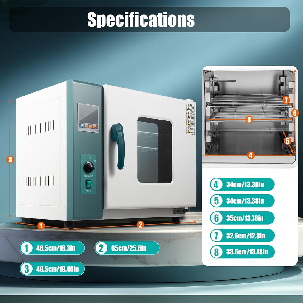 Lab Forced Air Convection Drying Oven, 1000W 110V Horizontal Electric Blast Drying Oven, Constant Temperature Blast Drying Box with Button Control & Temperature Controller, Capacity 12Gal
