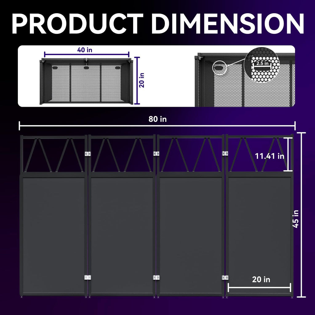 RDCMKL DJ Table Stand Portable Booth, All-Metal Heavy-Duty Foldable DJ Stand, Iron Plate Surface DJ Facade Booth, with 8 Machine-Washable Scrims, Travel Bag