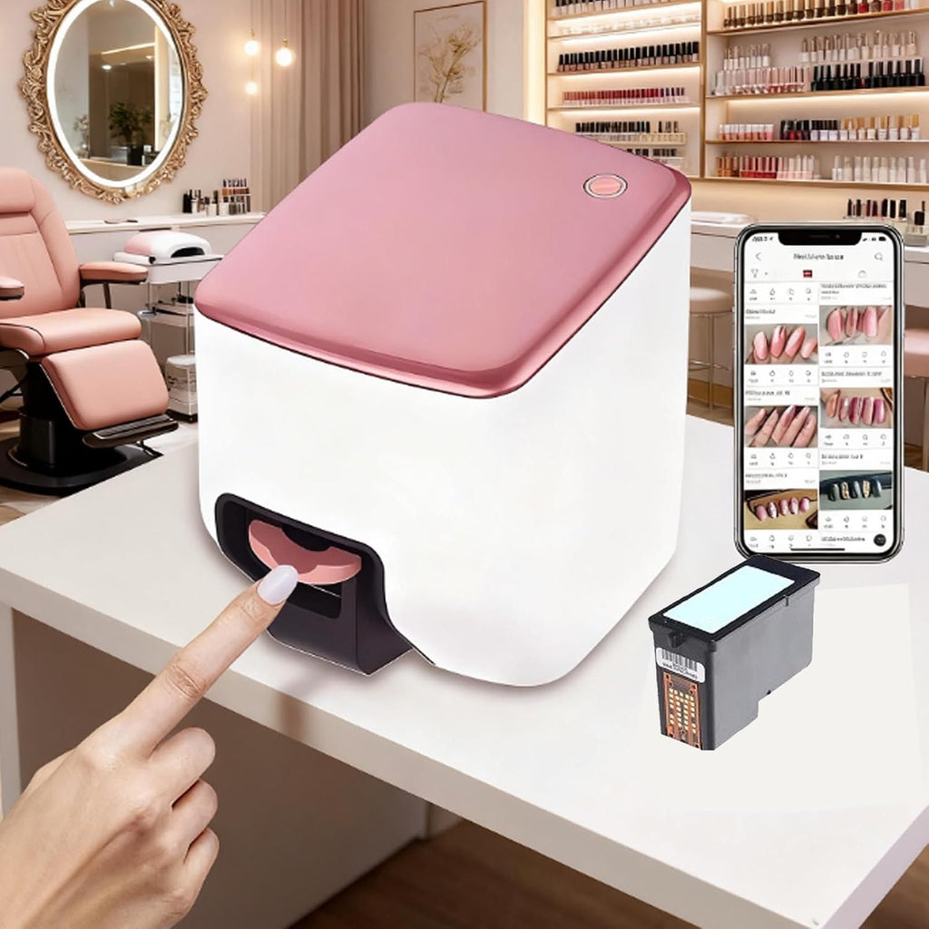 Nail Printer Nail Art Machine,Portable 3D Nail Painting Machine, 1000+ Designs, DIY Nail Printer Control Through Mobile App for Home Salon,Cute Girls Women Gift