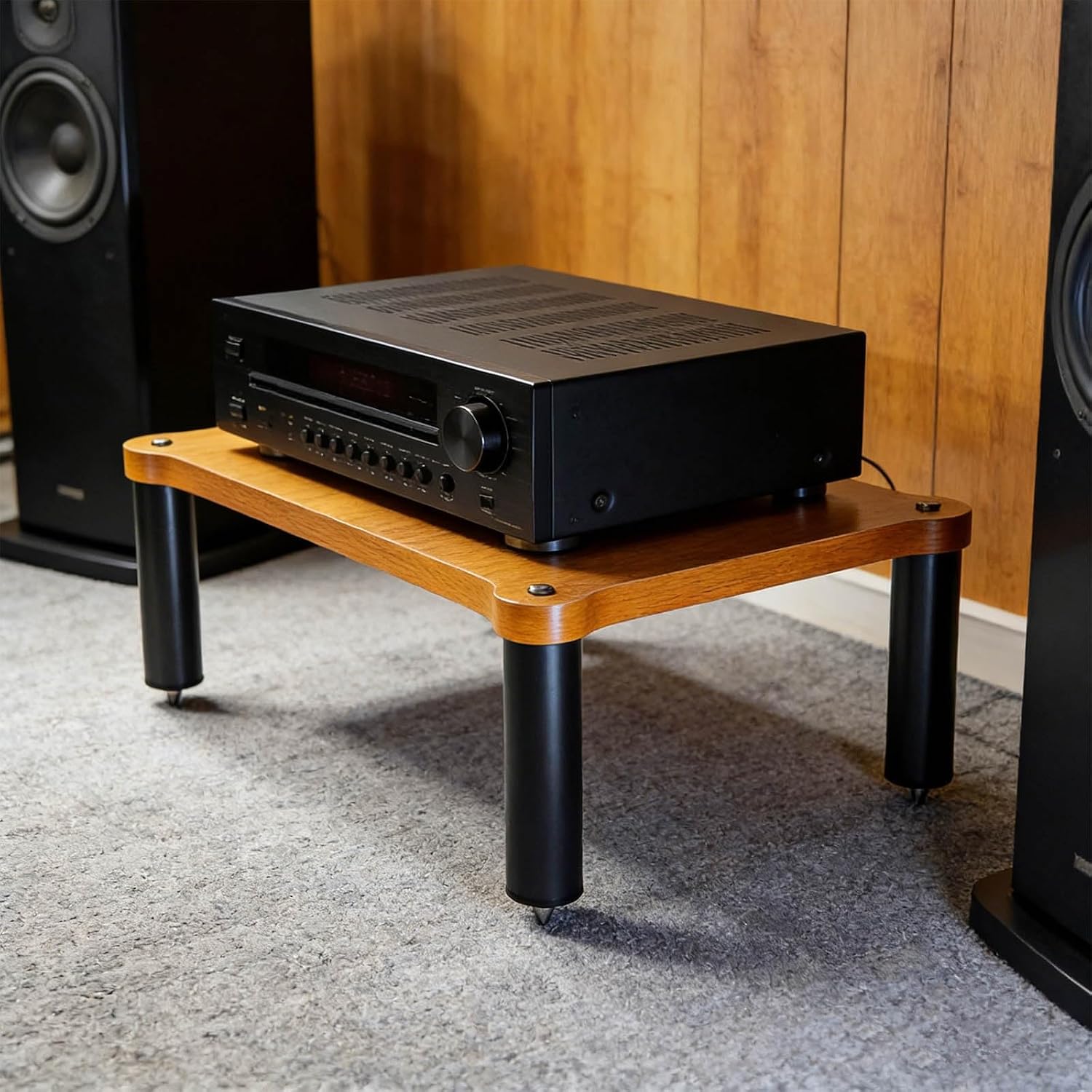 Single-Layer Amplifier Rack Sound Vibration Damping Bracket Home Theater Audio Equipment Shelf High Load-Bearing Multi-Purpose Base(60 * 48 * 10.5cm)