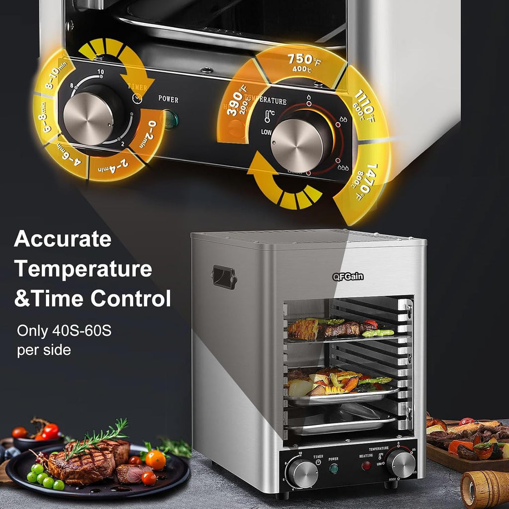 1700W Electric Steak Broiler, Indoor Commercial Steak Grill, Automatic Steak Smoker Broiler, Toaster Oven Microwave Combo, Air Fryer Oven, Time Temp Adjust-110v