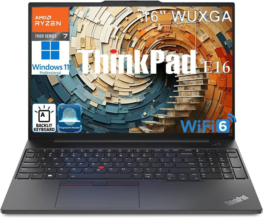Lenovo ThinkPad E16 Gen 2 Business Laptop Computer, 16' FHD+, AMD 8-Core Ryzen 7 7735HS (Beat i7-1355U), 16GB DDR5, 256GB PCIe SSD, WiFi 6, Backlit KB, Fingerprint Reader, Windows 11 Pro, Vent-Hear